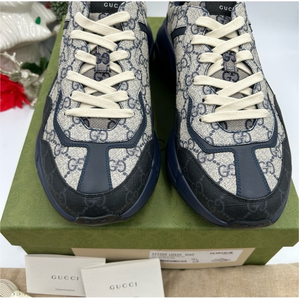 Gucci men's Rython GG Supreme monogram trainers size 12.5 made in Italy - Picture 3 of 6